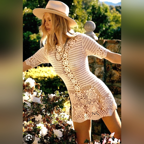 Chasing Unicorns She's Leaving Home Crochet Mini Dress - Picture 1 of 11